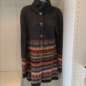 Patterned Button-Up Cardigan